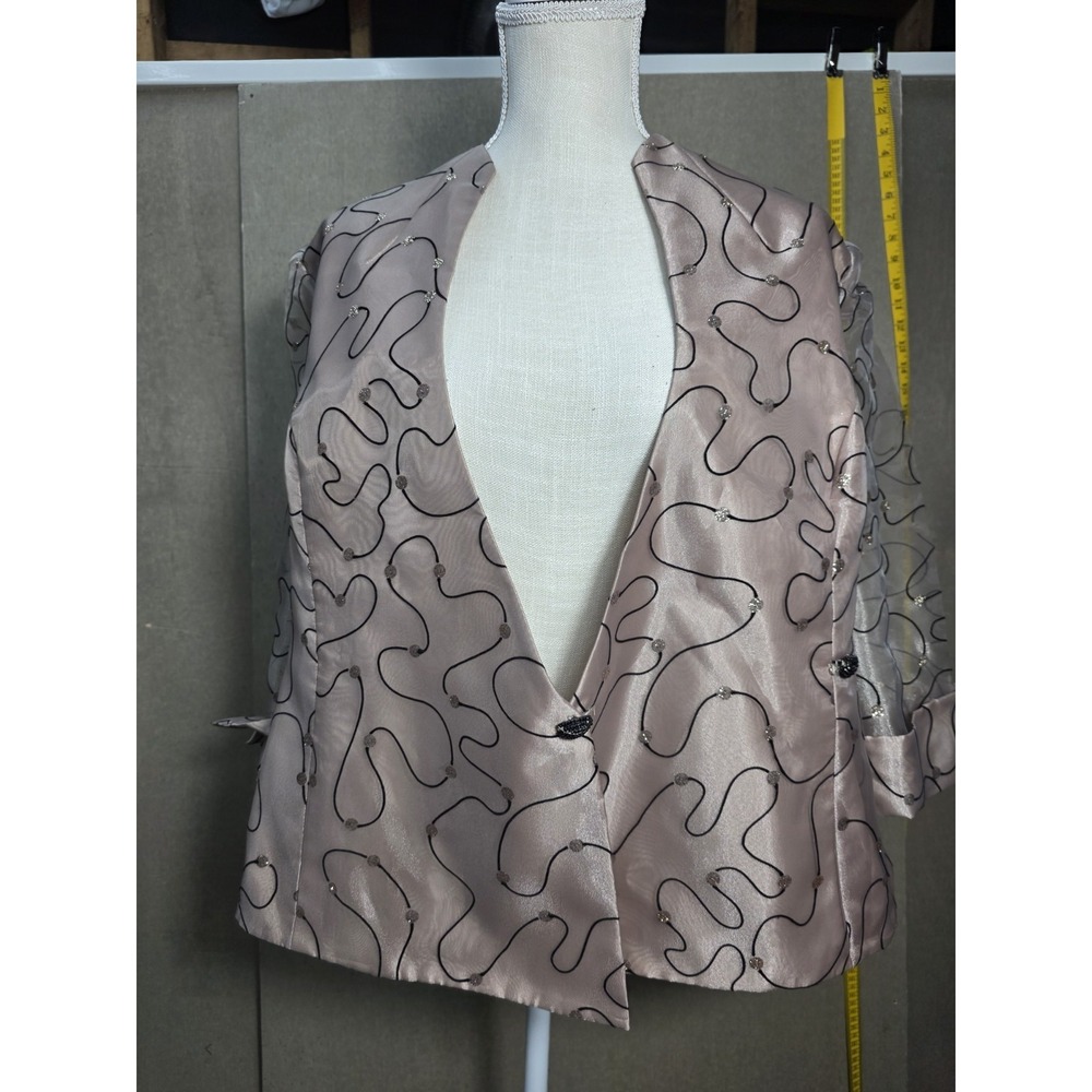 R&M Collection‎ Size 16 Sheer Organza Jacket Mauve Formal Embroidered